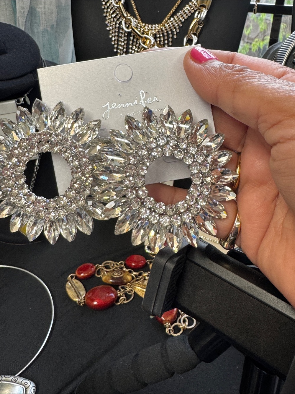 Jenni Silver Crystal Sunburst Hoop Earrings